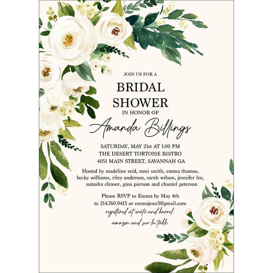 Ivory Corner Roses Invitations